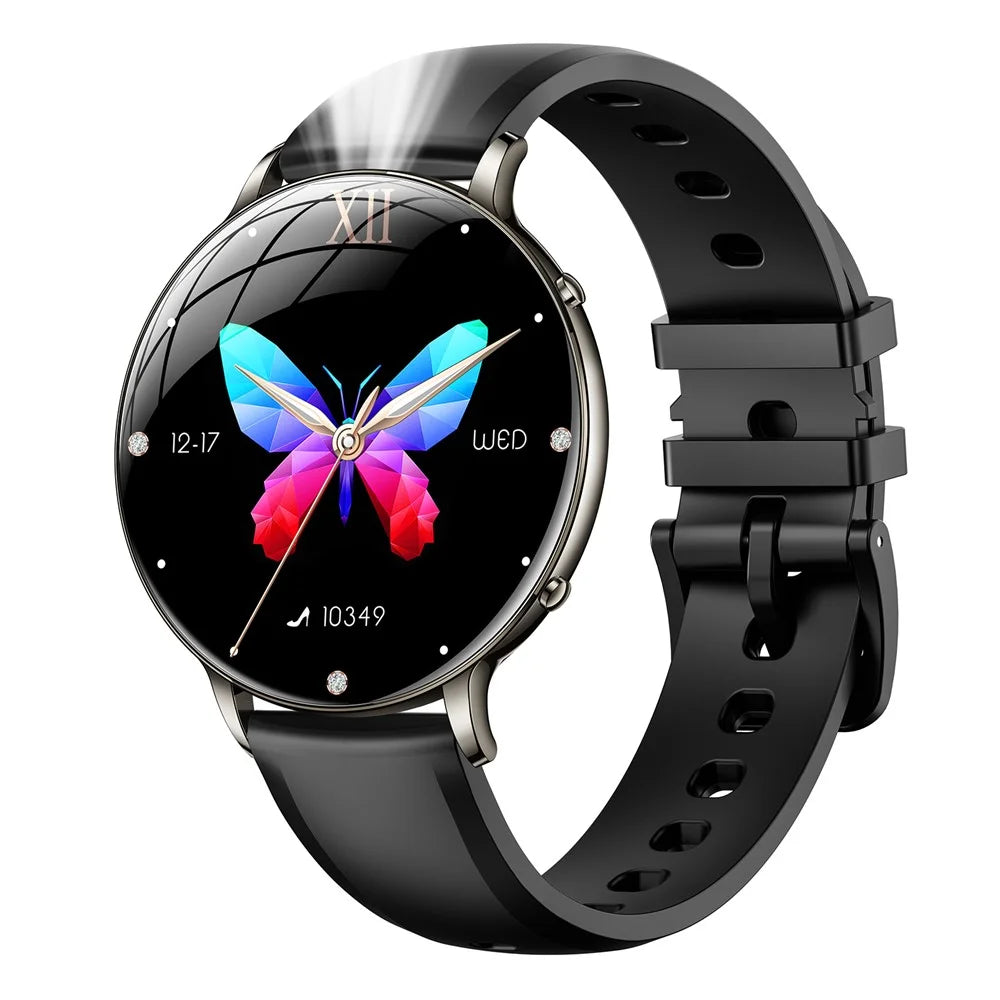 M201 Ultra Thin Women Smart Watch 1.32 Inch AMOLED Screen Heart Rate Monitor IP68 Waterproof for Sports - Black - 1