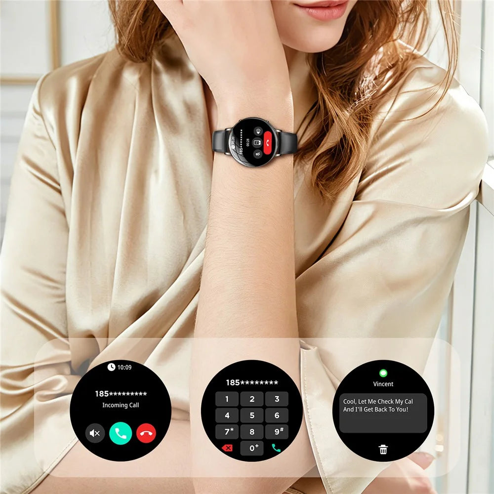 M201 Ultra Thin Women Smart Watch 1.32 Inch AMOLED Screen Heart Rate Monitor IP68 Waterproof for Sports - Black - 3