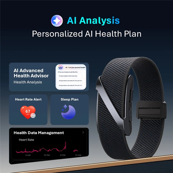 VANTA ECG Health Tracker Watch 1ATM Waterproof 100+ Sports Modes Women Health Monitor Wristband - Black - 6