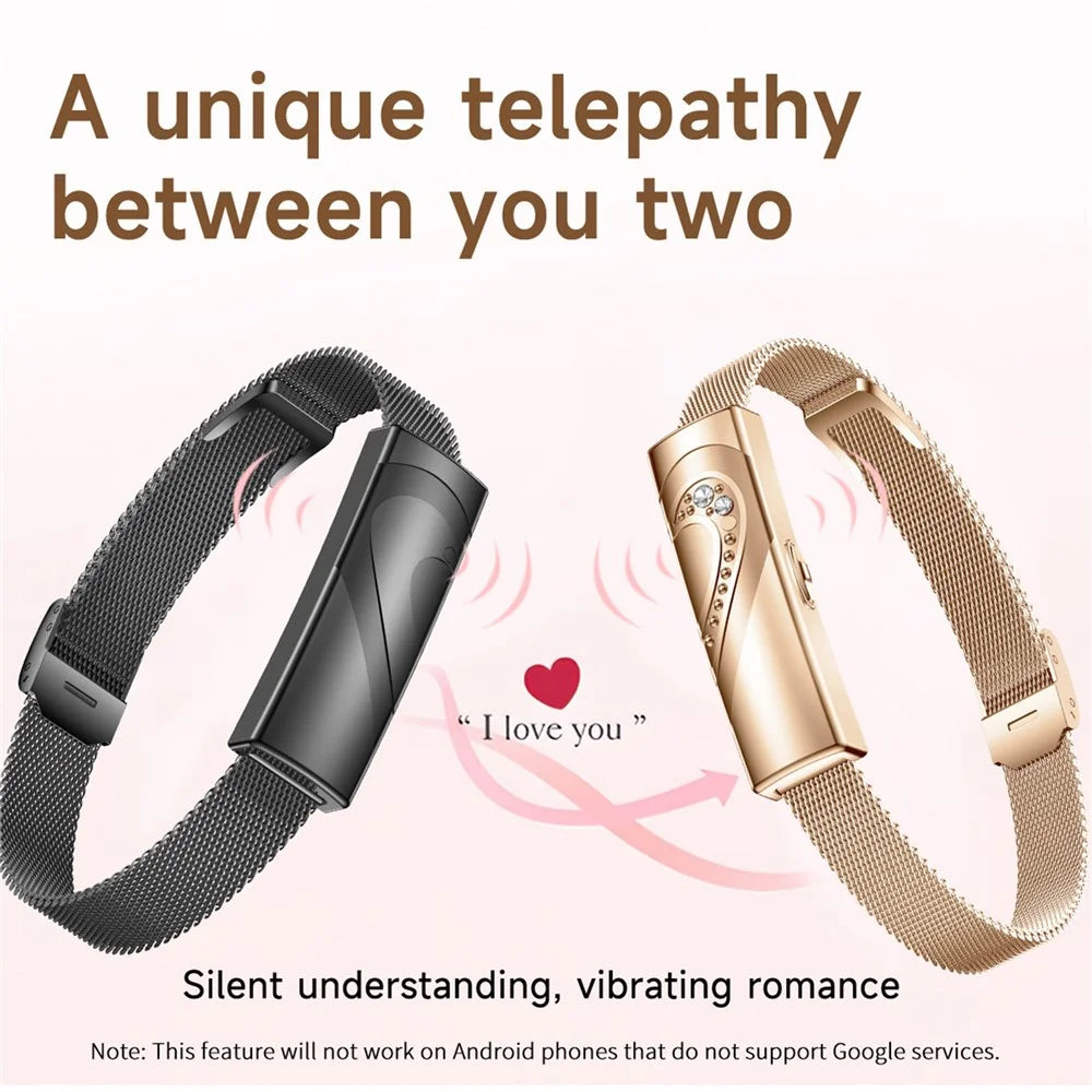 MX520 Smart Bracelet for Couple 170+ Sports Modes Health Tracking Screenless Wristband, Steel Strap + Silicone Strap - Black - 3