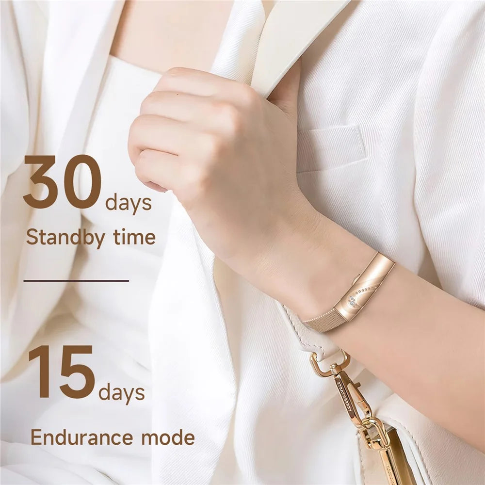 MX520 Smart Bracelet for Couple 170+ Sports Modes Health Tracking Screenless Wristband, Steel Strap + Silicone Strap - Black - 5