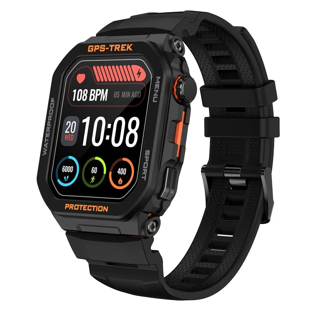 FT61 1.75 inch IPS GPS Smart Watch Bluetooth-compatible Calling Health Monitoring IP68 Waterproof - Black - 1