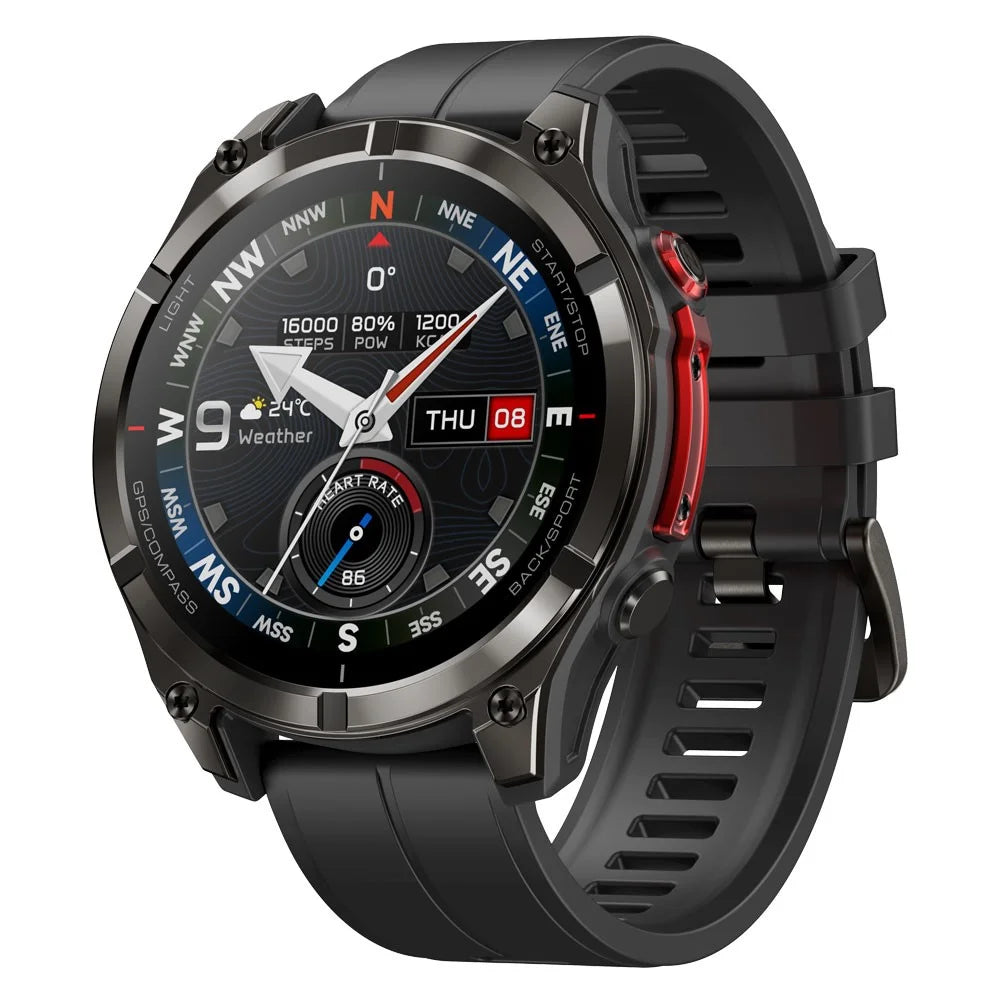 ZEBLAZE Stratos 4 Pro 1.43 inch AMOLED Smartwatch GPS Bluetooth-compatible Calling 5ATM Waterproof - Black - 1