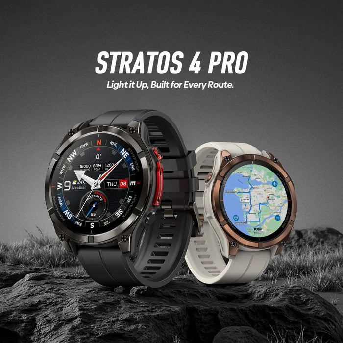ZEBLAZE Stratos 4 Pro 1.43 inch AMOLED Smartwatch GPS Bluetooth-compatible Calling 5ATM Waterproof - Black - 4