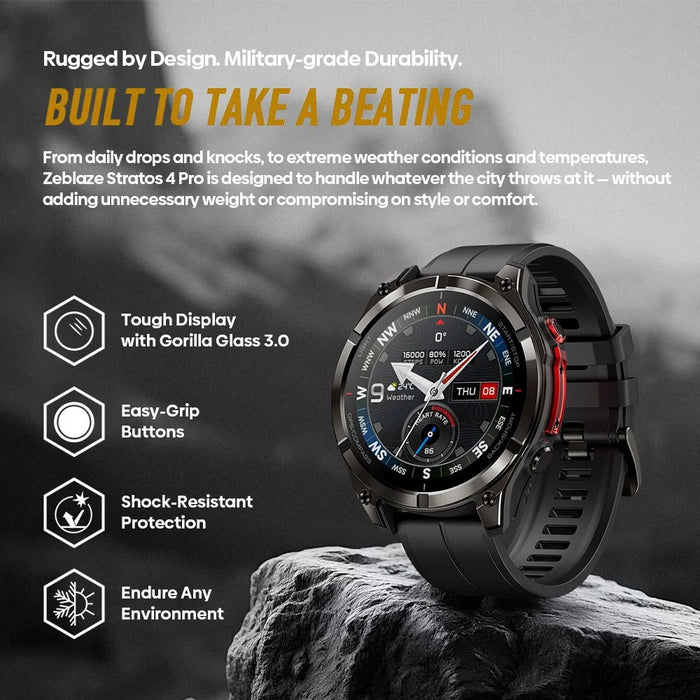 ZEBLAZE Stratos 4 Pro 1.43 inch AMOLED Smartwatch GPS Bluetooth-compatible Calling 5ATM Waterproof - Black - 5
