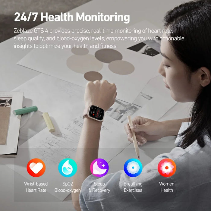 ZEBLAZE GTS 4 Smart Watch 1.94 inch AMOLED Bluetooth-compatible Calling Heart Rate SpO2 Health Tracker - Black - 7