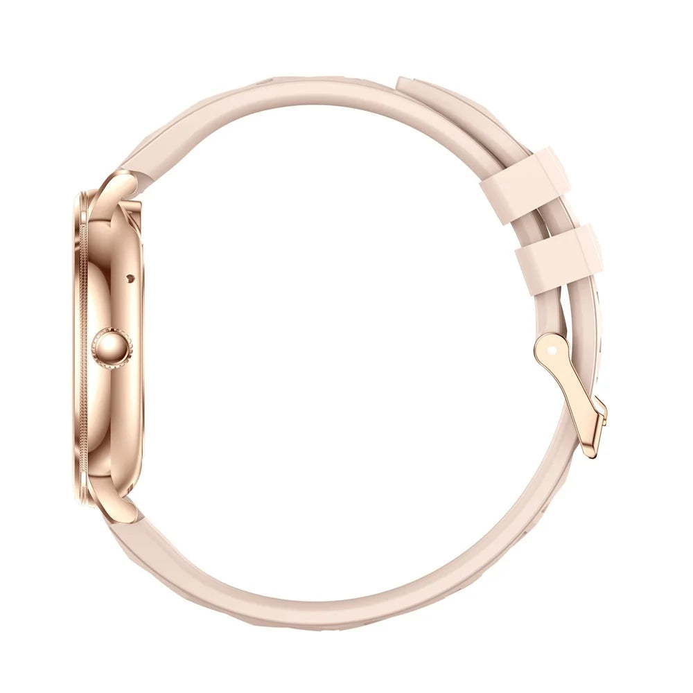 AK107 Women Smart Watch 1.19 inch AMOLED Health Monitor Bluetooth-compatible Calling, Silicone Strap - Rose Gold - 4