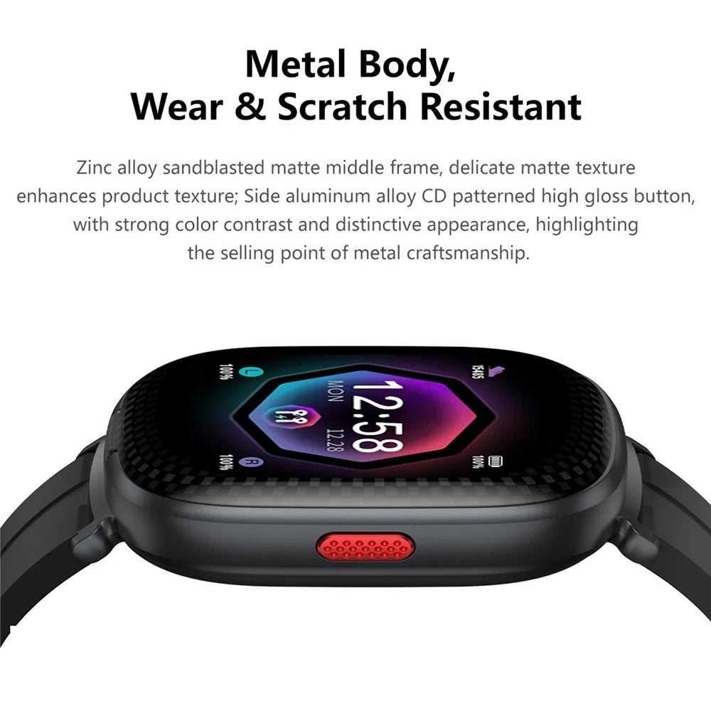 D22 2 in 1 Smart Watch Bluetooth-Compatible Earbuds 1.88 Inch Touch Screen AI Voice Assistant Real-Time Translation, Silicone Strap - Black - 4