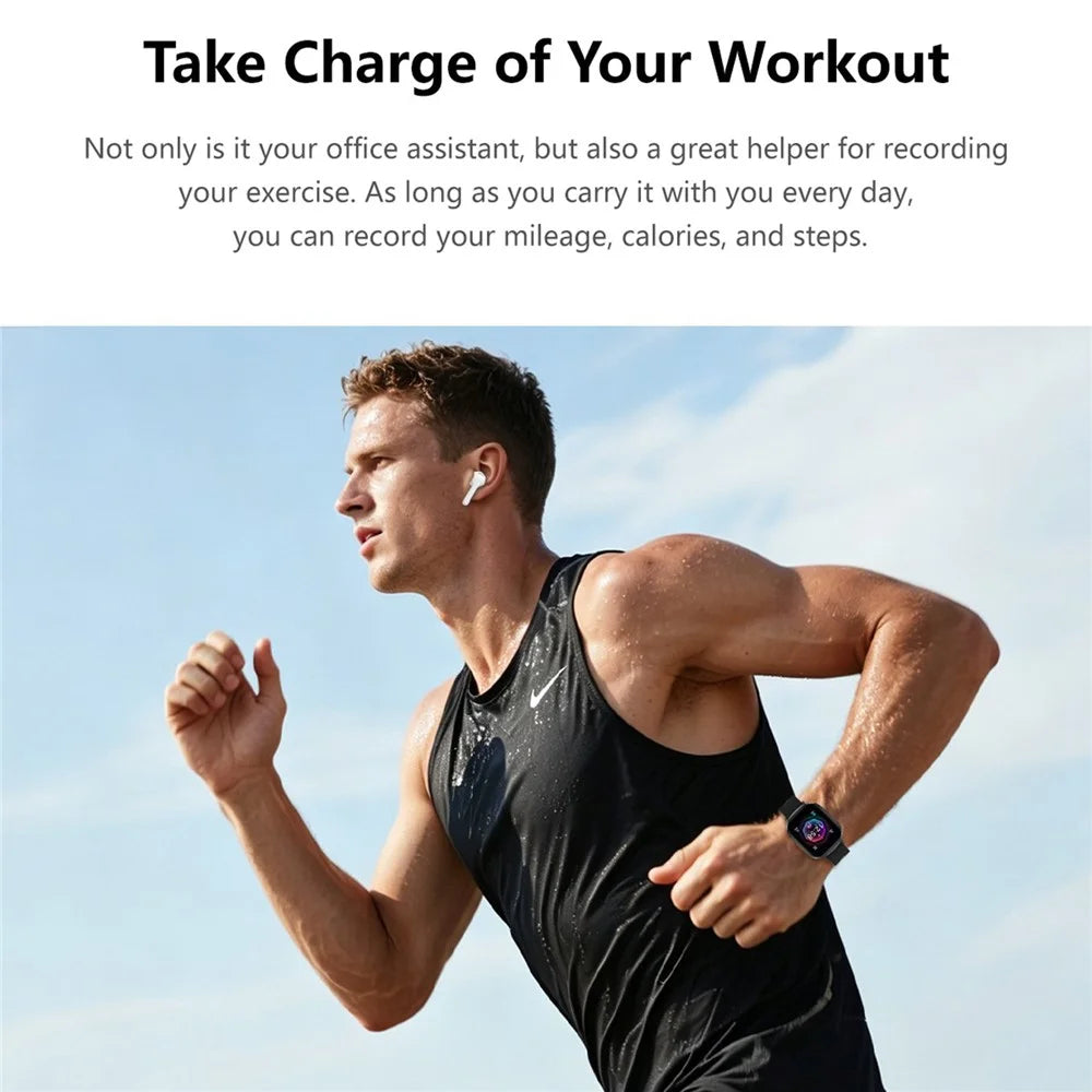 D22 2 in 1 Smart Watch Bluetooth-Compatible Earbuds 1.88 Inch Touch Screen AI Voice Assistant Real-Time Translation, Nylon Strap - Black - 4