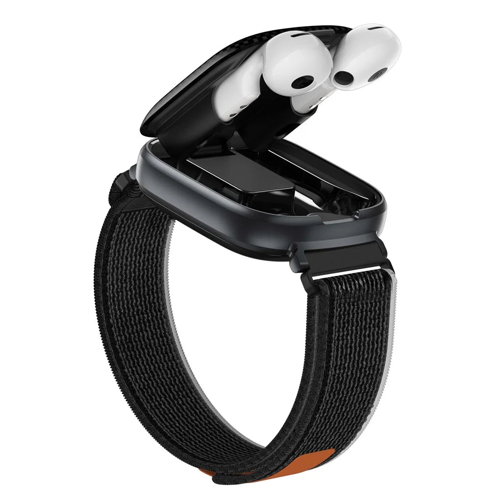 D22 2 in 1 Smart Watch Bluetooth-Compatible Earbuds 1.88 Inch Touch Screen AI Voice Assistant Real-Time Translation, Nylon Strap - Black - 7