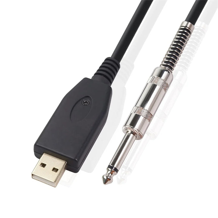USB Guitar Cable USB 2.0 Interface Male to 1/4 Inch TS（6.35）Jack Connector Cord Electric Guitar Audio Cable US48S [2M] - 2