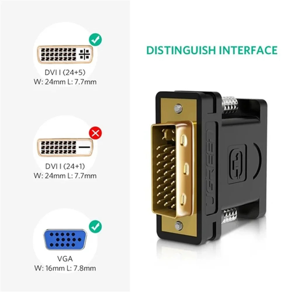UGREEN DVI-I 24+5 Pin Male to VGA Female 1080P Converter Adapter for HDTV Monitor Computer PC Laptop - 2
