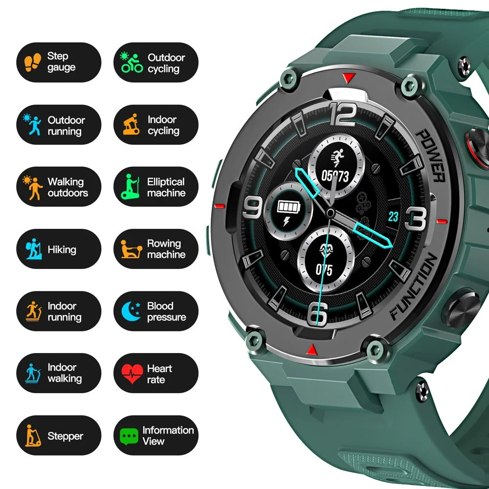F26 Bluetooth-compatible Call Sport Fitness Smart Watch IP68 Waterproof Heart Rate Blood Pressure Monitor Smartwatch - Army Green - 4