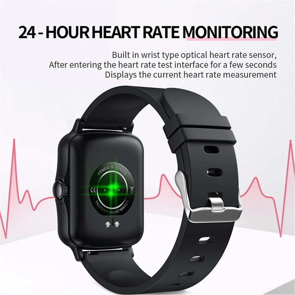 PTONE Stylish Sports Fitness Square Smart Watch Waterproof Bluetooth-compatible Heart Rate Sleep Health Monitoring Smart Bracelet - Black - 3