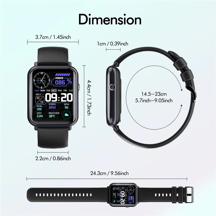 Q19 Pro 1.69 inch Temperature Detection Bluetooth-compatible Smart Watch Sports Tracker Heart Rate Sleep Health Monitoring Smart Bracelet - Black - 5