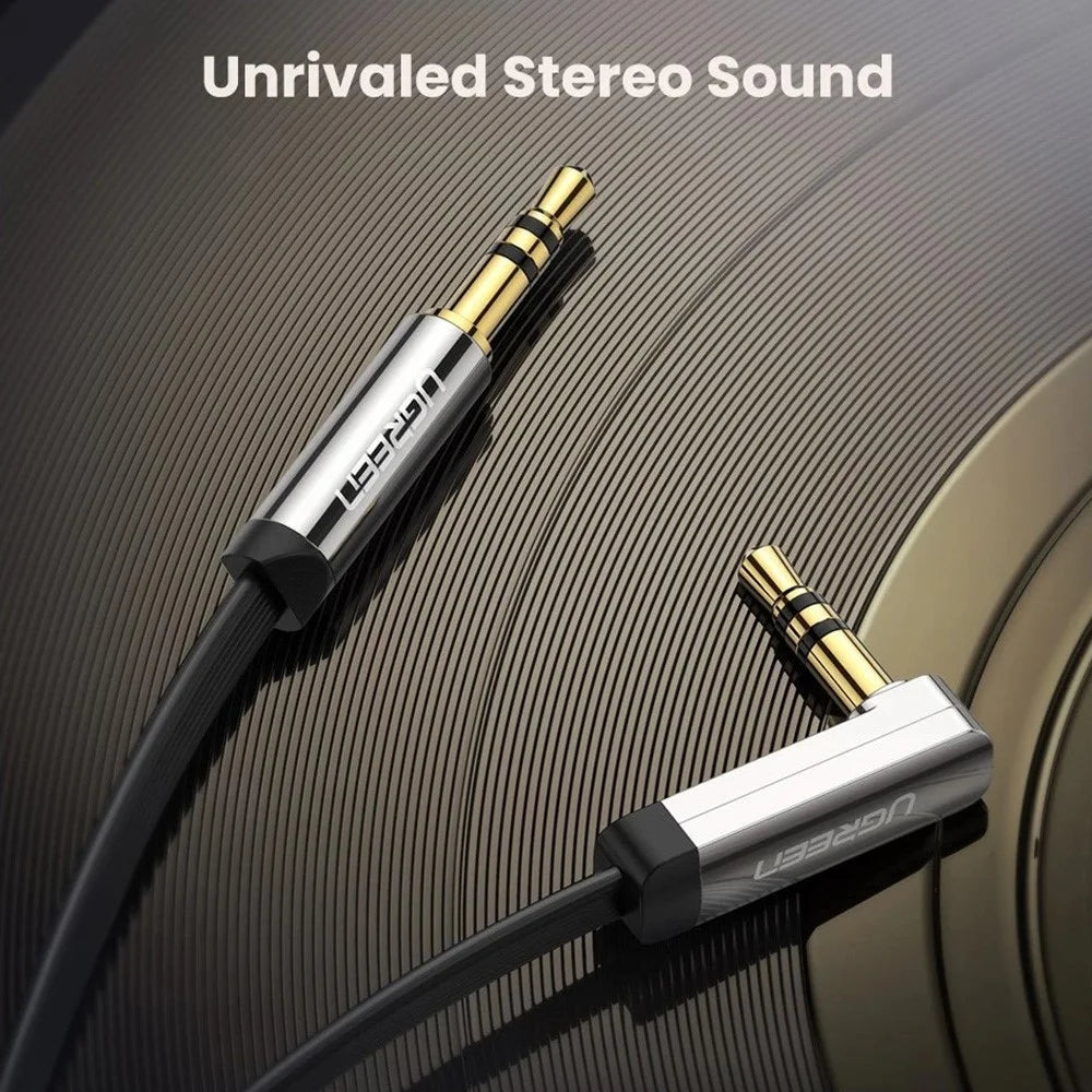 UGREEN 2m 10599 Right Angle 3.5mm to 3.5mm Audio Jack Male to Male Flat Cable AUX Cord for iPod Speaker Smartphone - 2