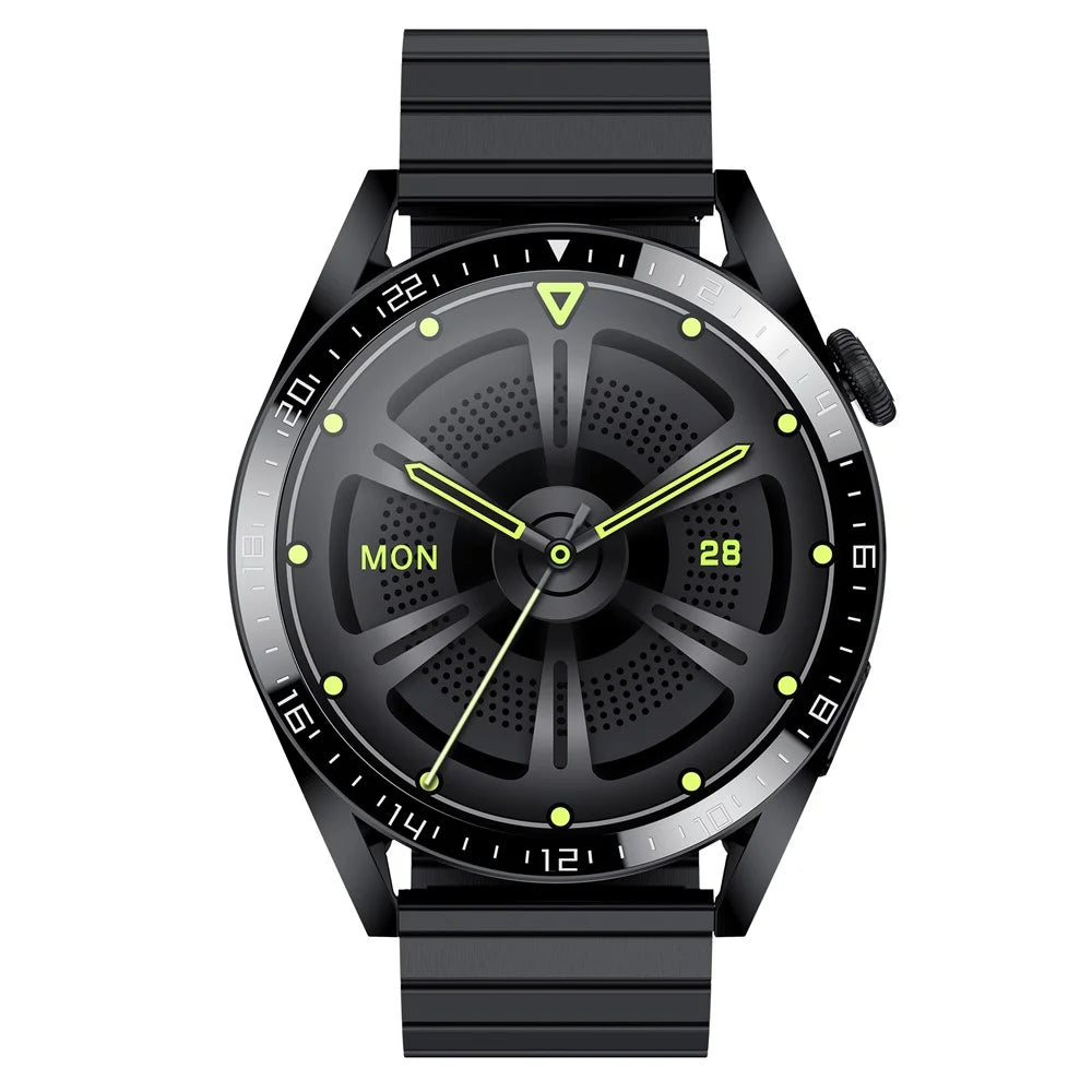 i39 1.28 inch Bluetooth-compatible Call Smart Watch Heart Rate Monitor Music Control IP67 Waterproof Fitness Bracelet, Steel Strap - Black - 3