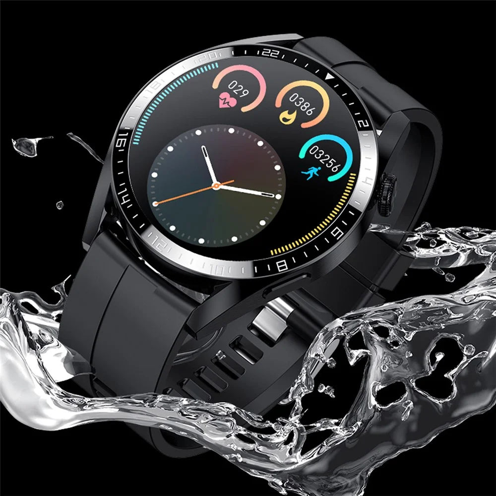 i39 1.28 inch Round Full Touch Screen Smart Watch Music Control Bluetooth-compatible Call Heart Rate Monitor Sports Wristwatch, Leather Strap - Black - 5