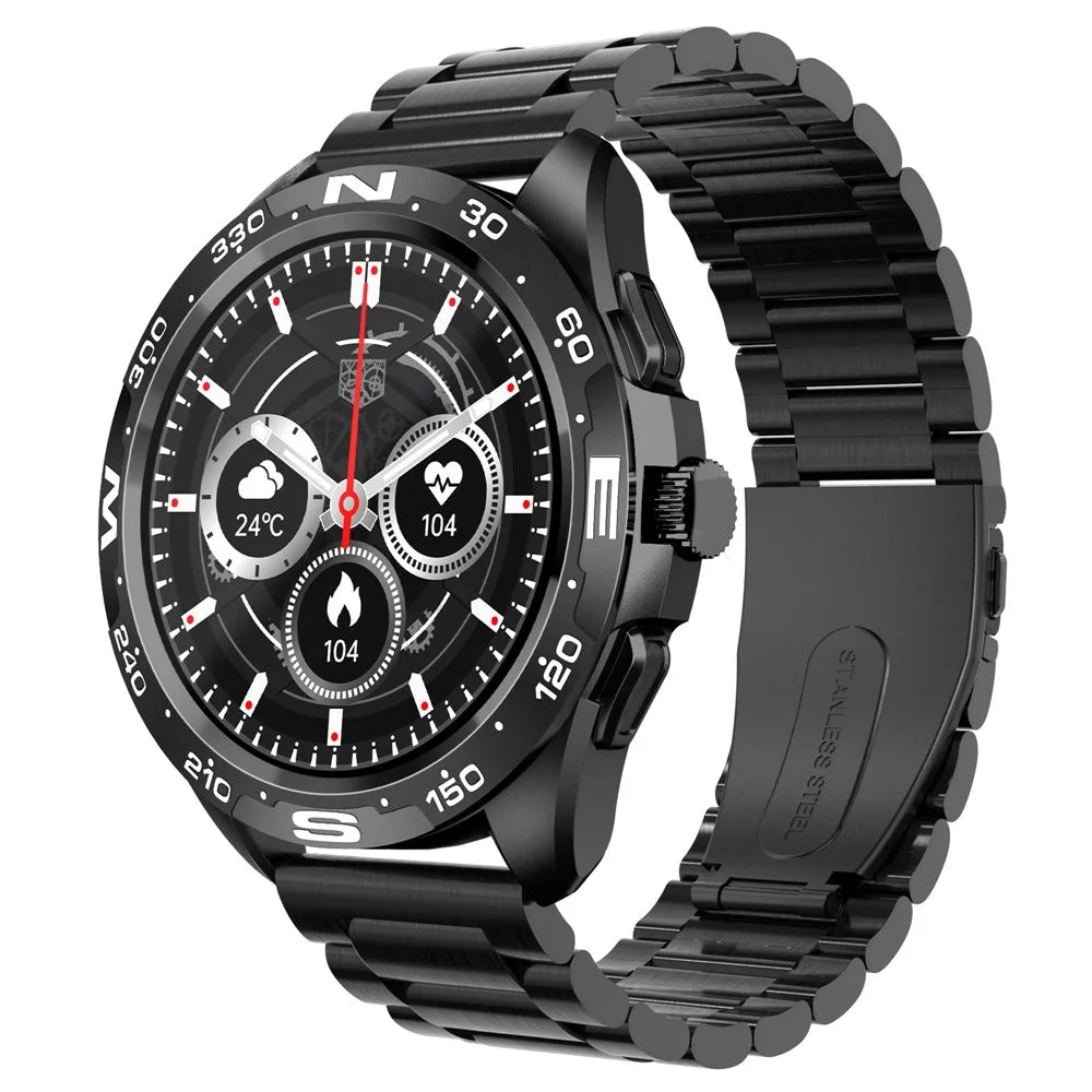 i32 IP67 Waterproof 1.32 inch Fitness Bracelet Heart Rate Blood Pressure Real-time Monitor Message Reminder Smart Watch, Steel Strap - Black - 1
