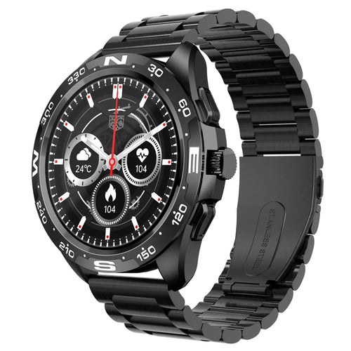 i32 IP67 Waterproof 1.32 inch Fitness Bracelet Heart Rate Blood Pressure Real-time Monitor Message Reminder Smart Watch, Steel Strap - Black - 1