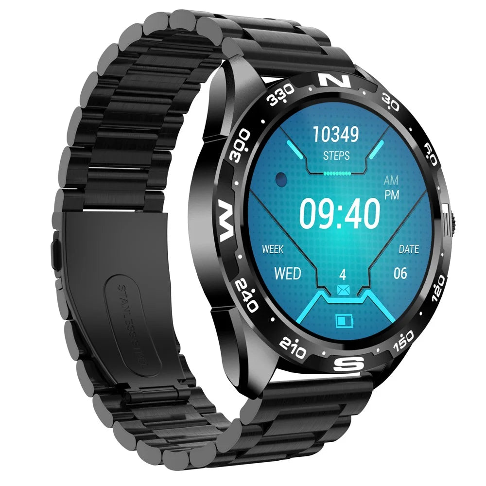 i32 IP67 Waterproof 1.32 inch Fitness Bracelet Heart Rate Blood Pressure Real-time Monitor Message Reminder Smart Watch, Steel Strap - Black - 2