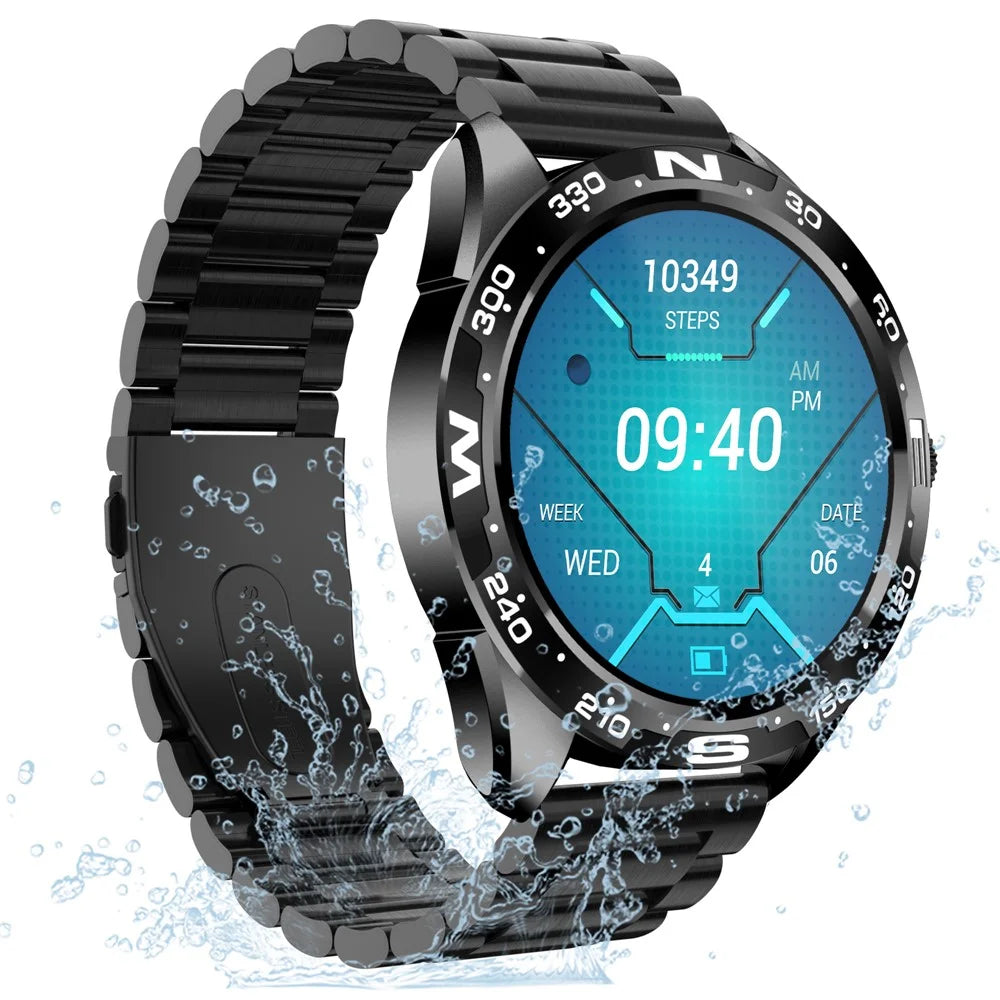 i32 IP67 Waterproof 1.32 inch Fitness Bracelet Heart Rate Blood Pressure Real-time Monitor Message Reminder Smart Watch, Steel Strap - Black - 4