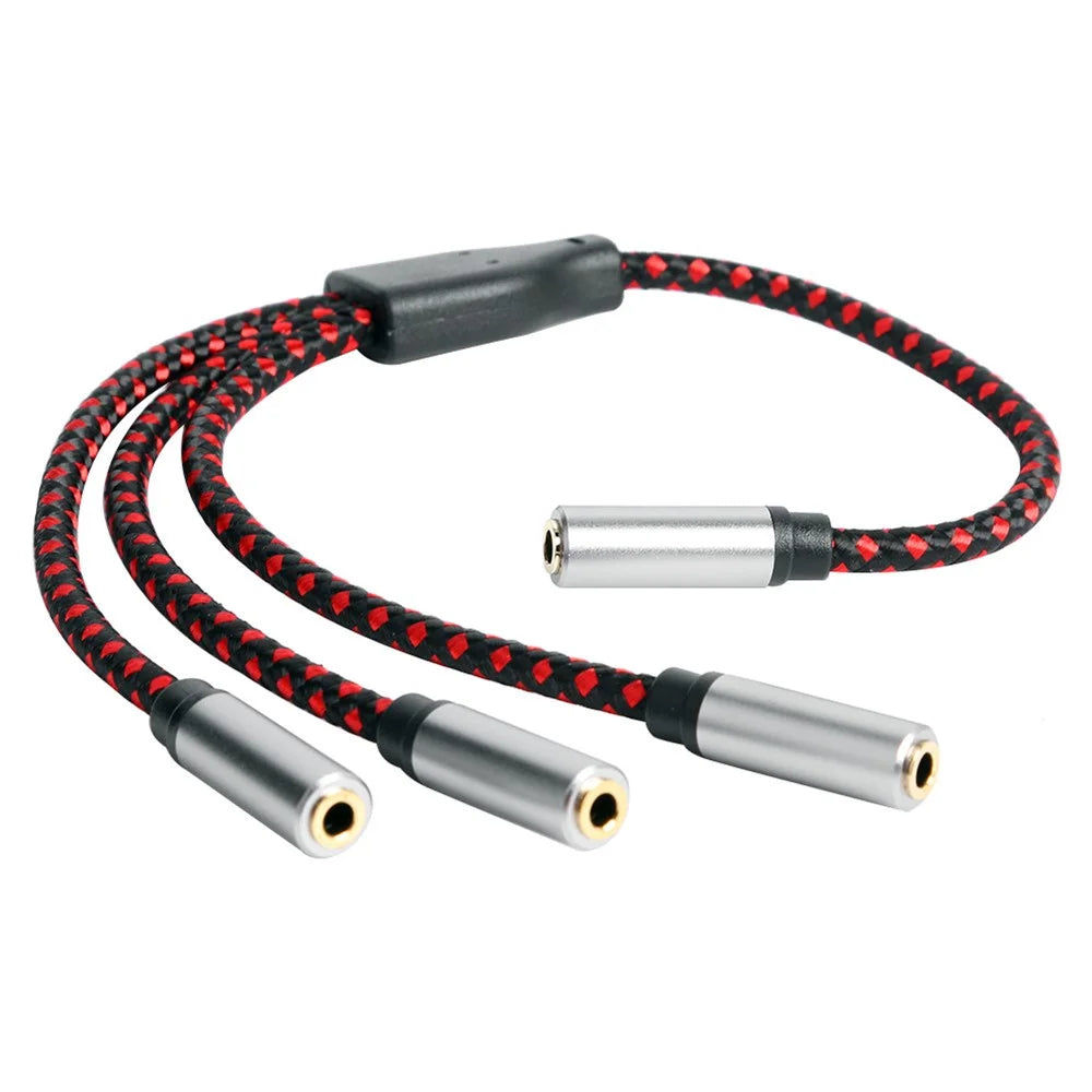 30cm 3.5mm Female to 3 3.5mm Female Jack Audio Cable Headphone Splitter Cord - 1