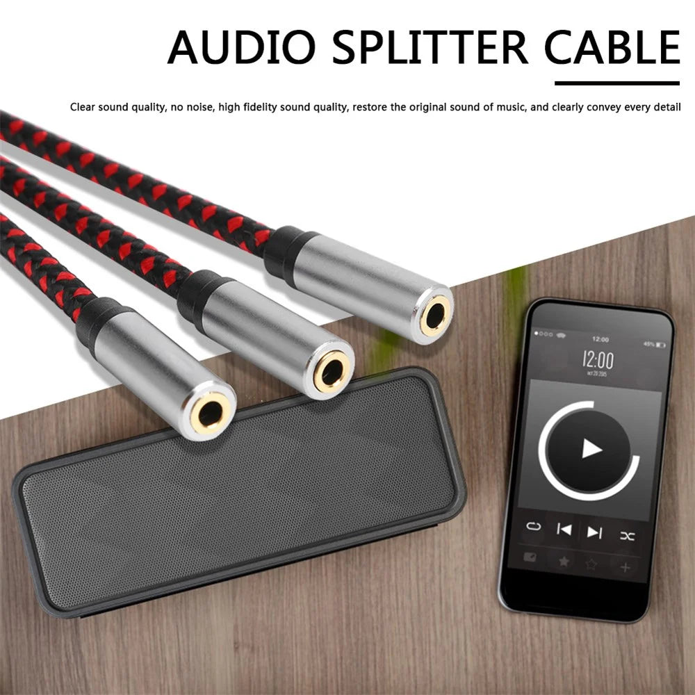 30cm 3.5mm Female to 3 3.5mm Female Jack Audio Cable Headphone Splitter Cord - 2