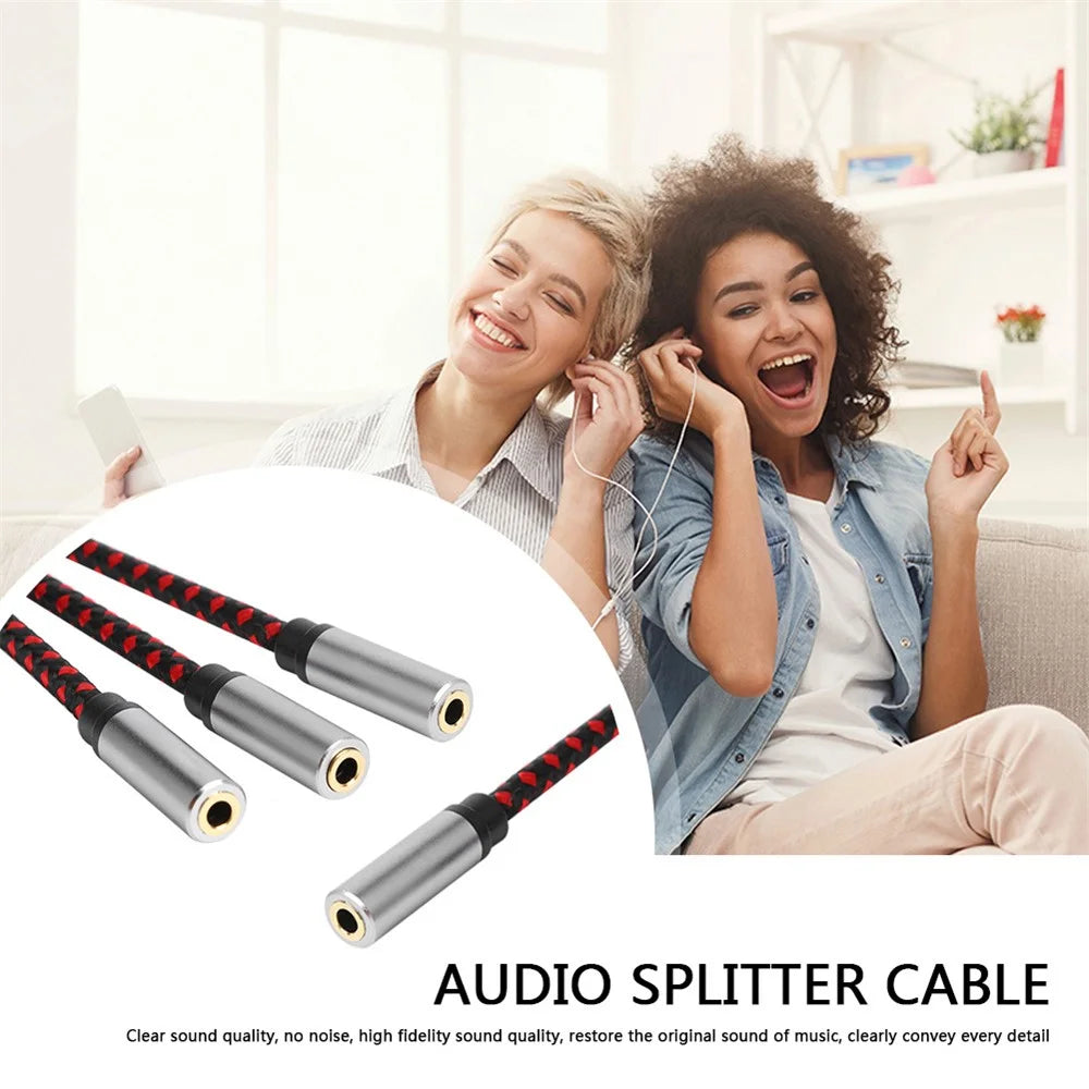 30cm 3.5mm Female to 3 3.5mm Female Jack Audio Cable Headphone Splitter Cord - 3
