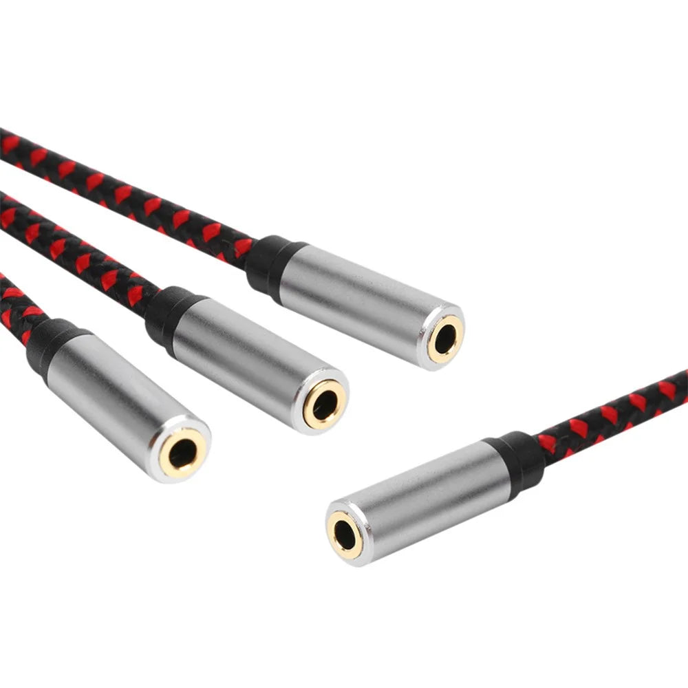 30cm 3.5mm Female to 3 3.5mm Female Jack Audio Cable Headphone Splitter Cord - 4
