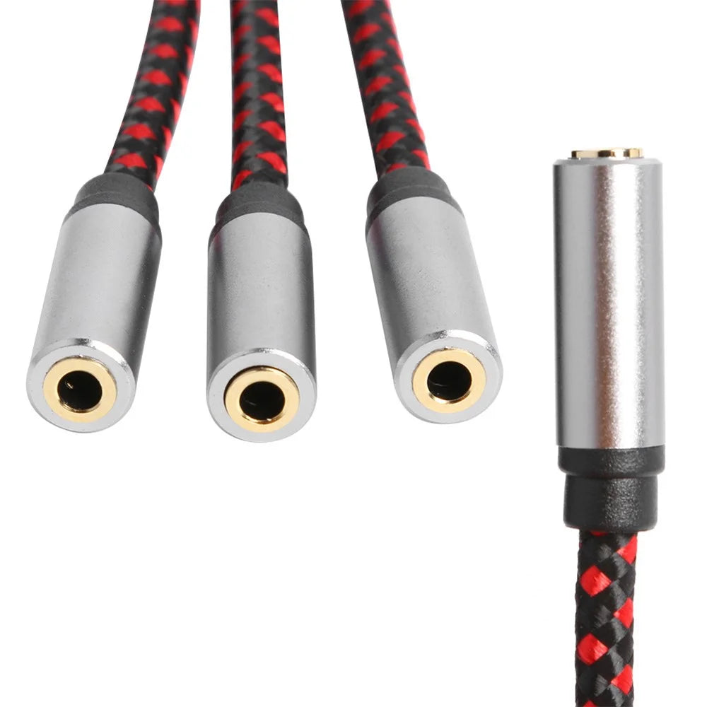 30cm 3.5mm Female to 3 3.5mm Female Jack Audio Cable Headphone Splitter Cord - 5