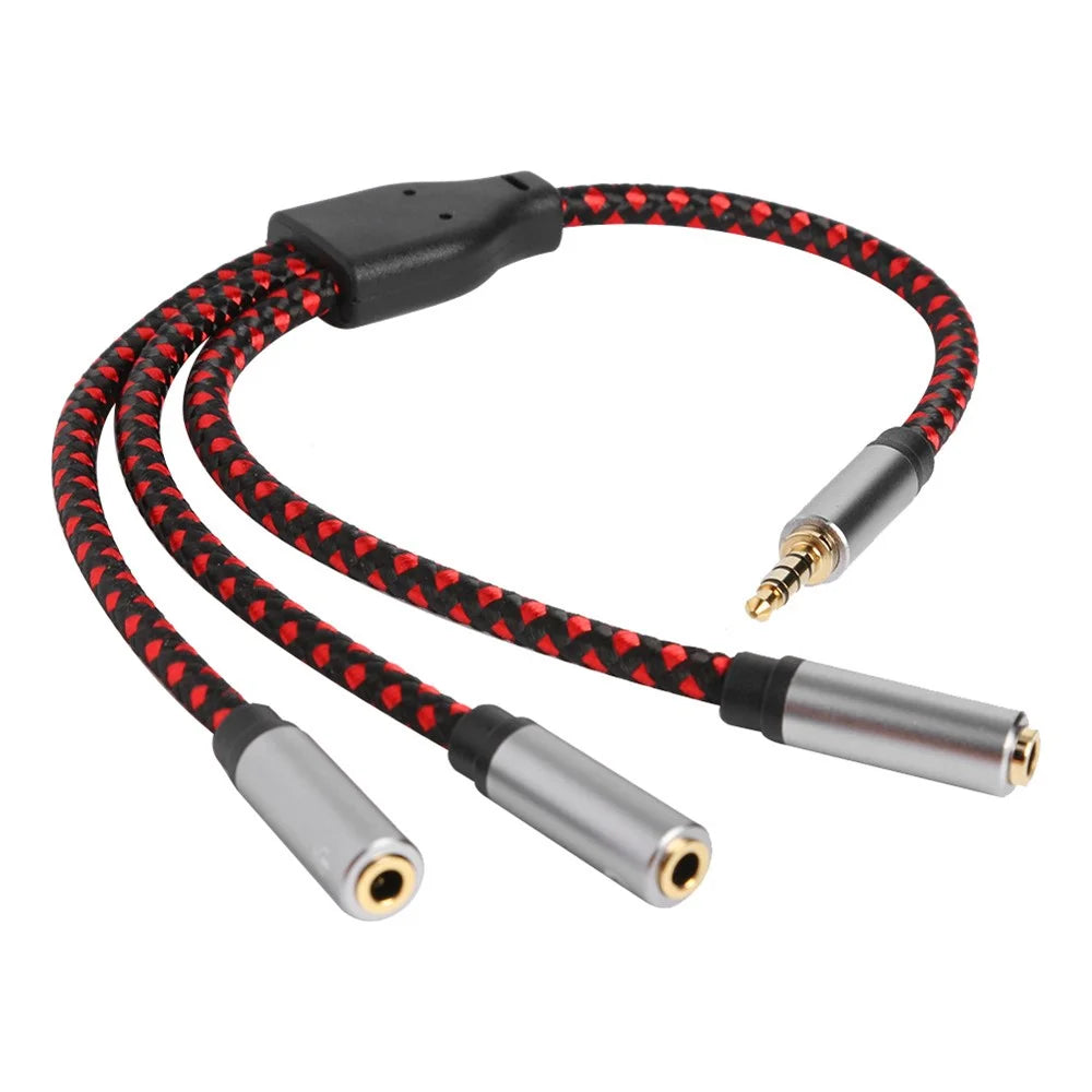 3.5mm Male Stereo Audio Splitter Cable 1 Male to 3 Female AUX Jack Headphone Microphone Adapter Cord for iPhone/Android - 1