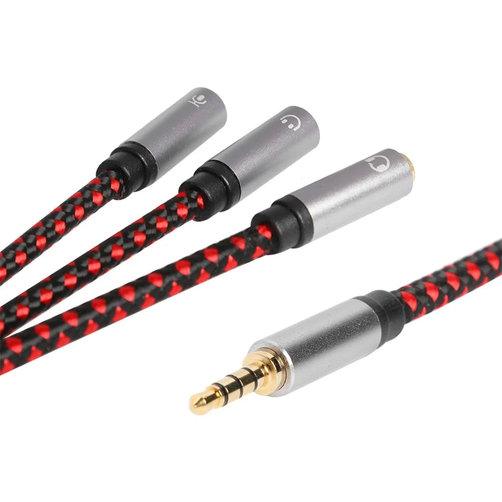 3.5mm Male Stereo Audio Splitter Cable 1 Male to 3 Female AUX Jack Headphone Microphone Adapter Cord for iPhone/Android - 5