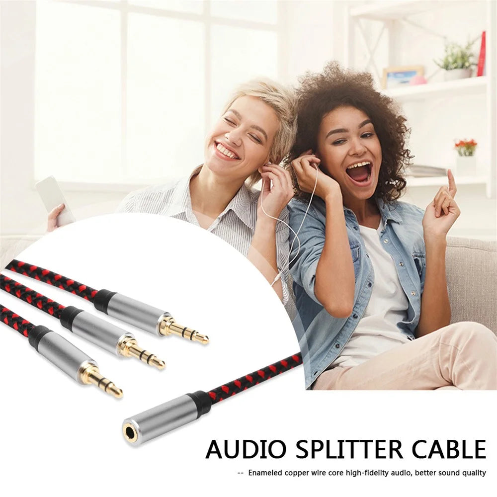 30cm 3.5mm Female to 3 3.5mm Male Jack Audio Splitter Cable Aux Cord - 2