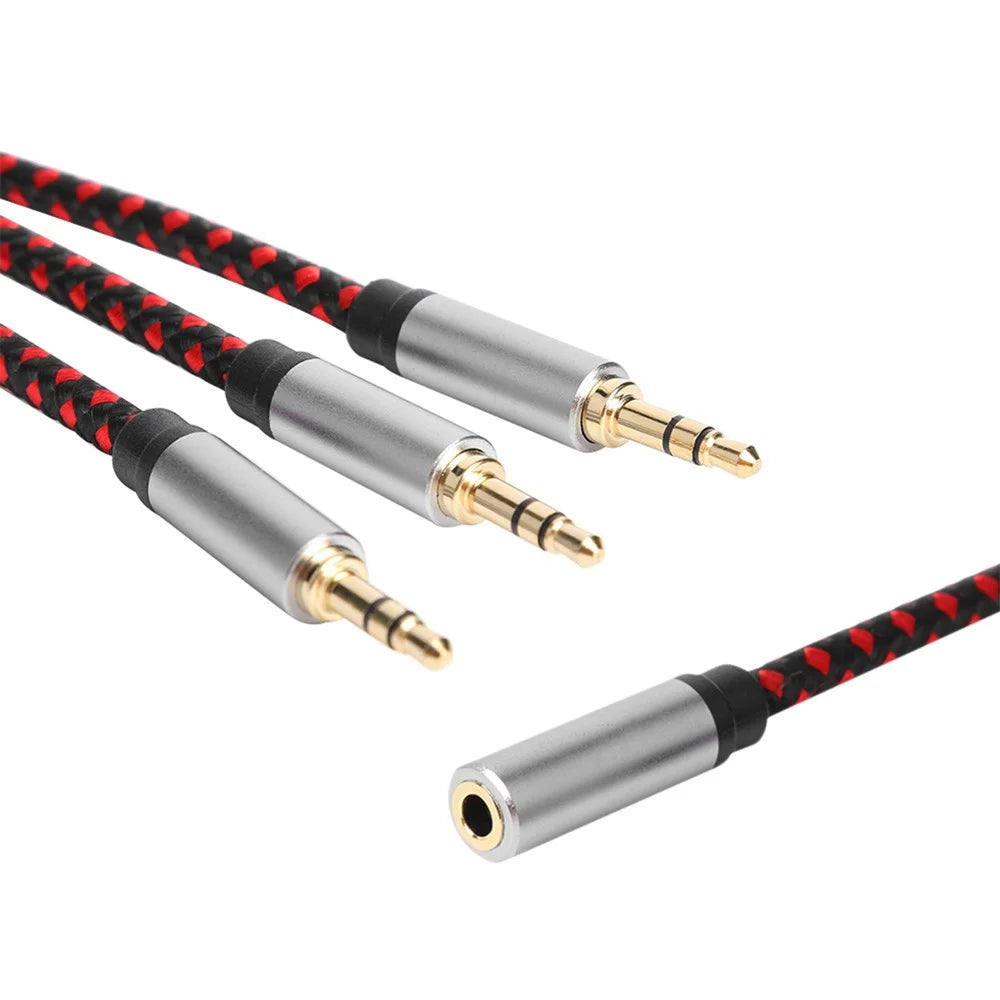 30cm 3.5mm Female to 3 3.5mm Male Jack Audio Splitter Cable Aux Cord - 4