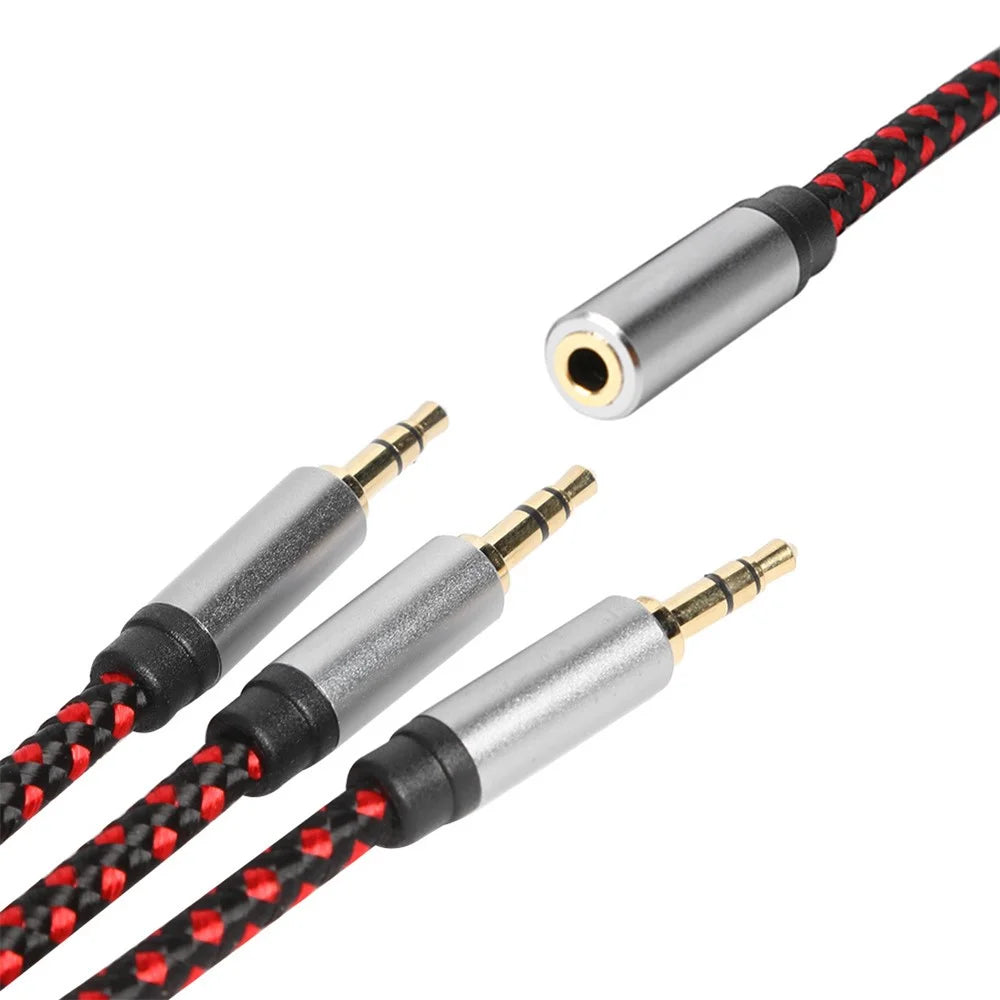 30cm 3.5mm Female to 3 3.5mm Male Jack Audio Splitter Cable Aux Cord - 5