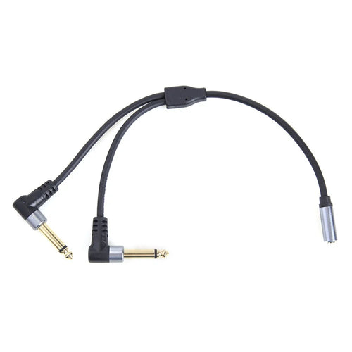 3.5mm Female to Double 6.35mm Mono Male Audio Cable Gold-plated Adapter Cable - 1