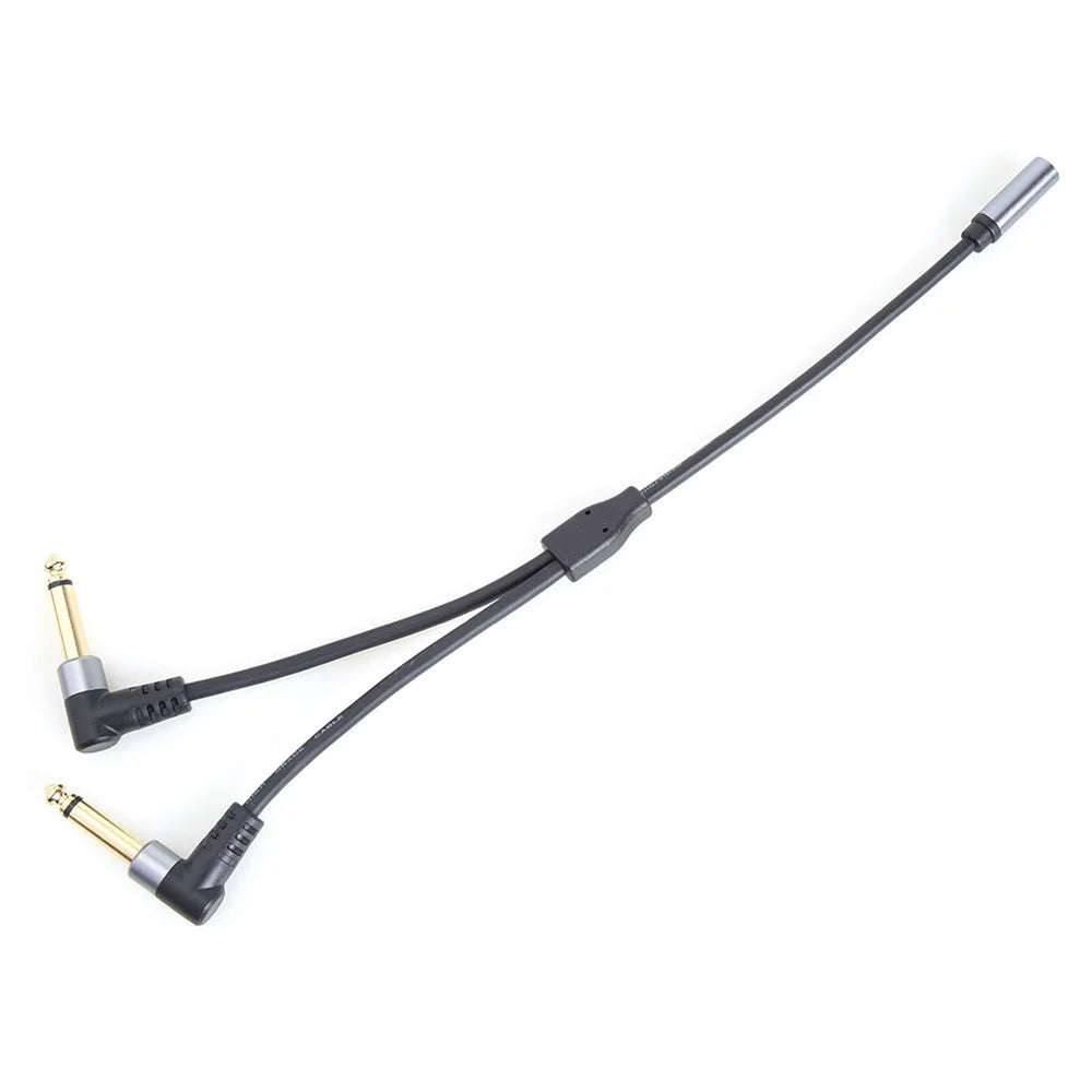 3.5mm Female to Double 6.35mm Mono Male Audio Cable Gold-plated Adapter Cable - 3