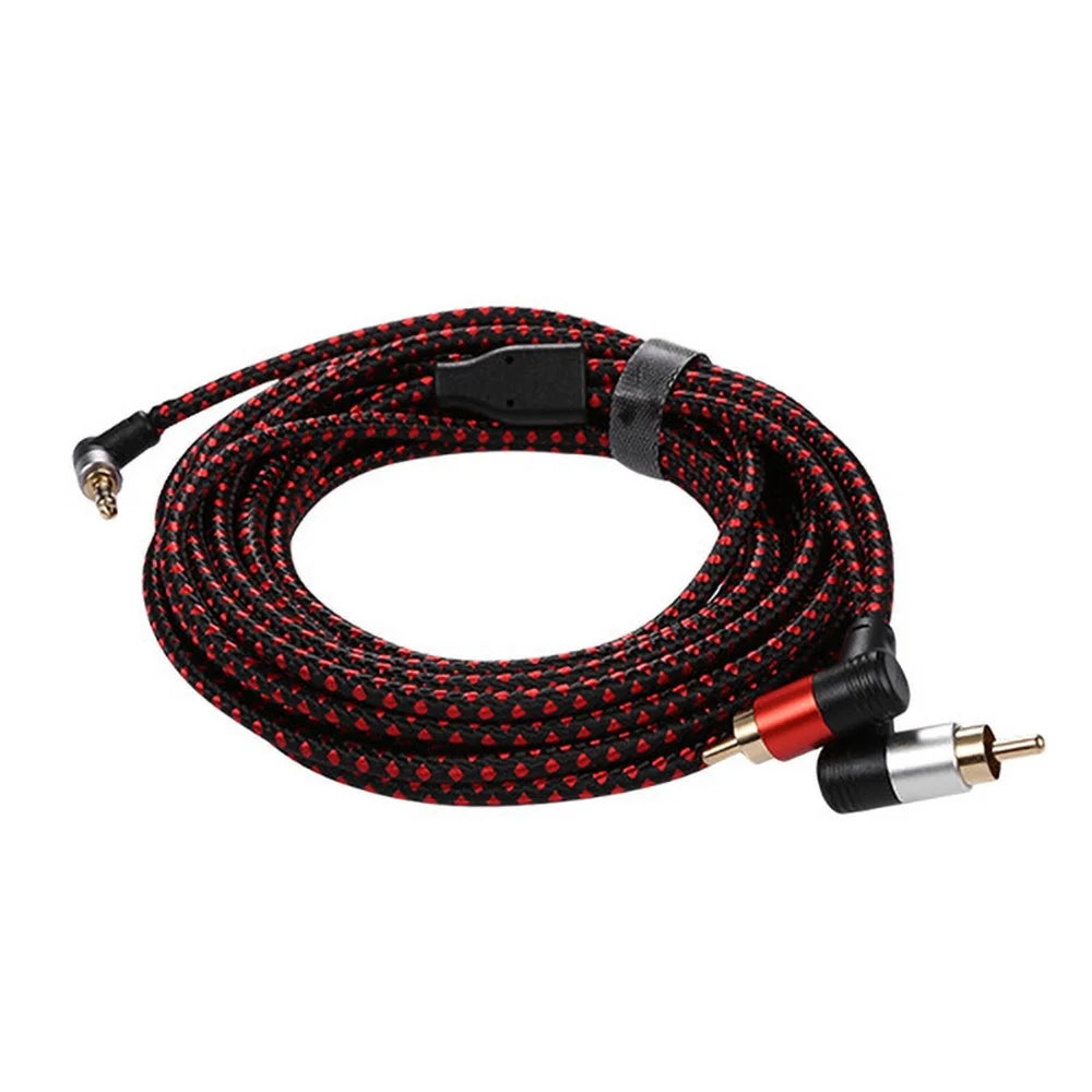 5m for Speaker DVD Player Amplifier 3.5mm to 2 RCA Aux Cable Male to Male Right Angle Auxiliary Splitter Cord - 1