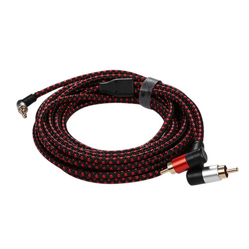 5m for Speaker DVD Player Amplifier 3.5mm to 2 RCA Aux Cable Male to Male Right Angle Auxiliary Splitter Cord - 1