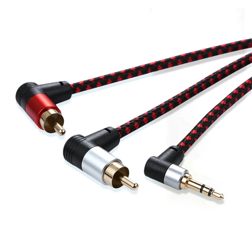 5m for Speaker DVD Player Amplifier 3.5mm to 2 RCA Aux Cable Male to Male Right Angle Auxiliary Splitter Cord - 6