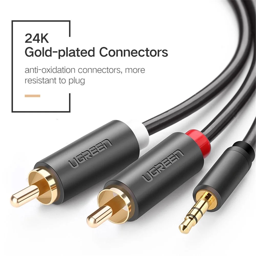 UGREEN 10514 10-Meter RCA Y Splitter Stereo Audio Cable Male Type 3.5mm to 2RCA Audio Adapter for Smartphones/Speakers/Tablets/HDTV/MP3 Players - 7