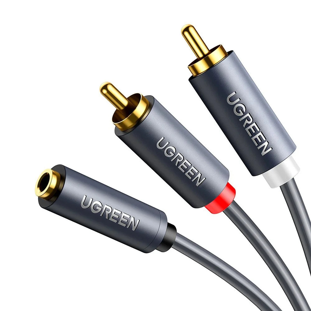 UGREEN 10561 0.25-Meter 3.5mm AUX Female to 2RCA Male Y Splitter AUX Audio Adapter RCA Cord for Smartphones/Speakers/Tablets/HDTV/MP3 Players - 1