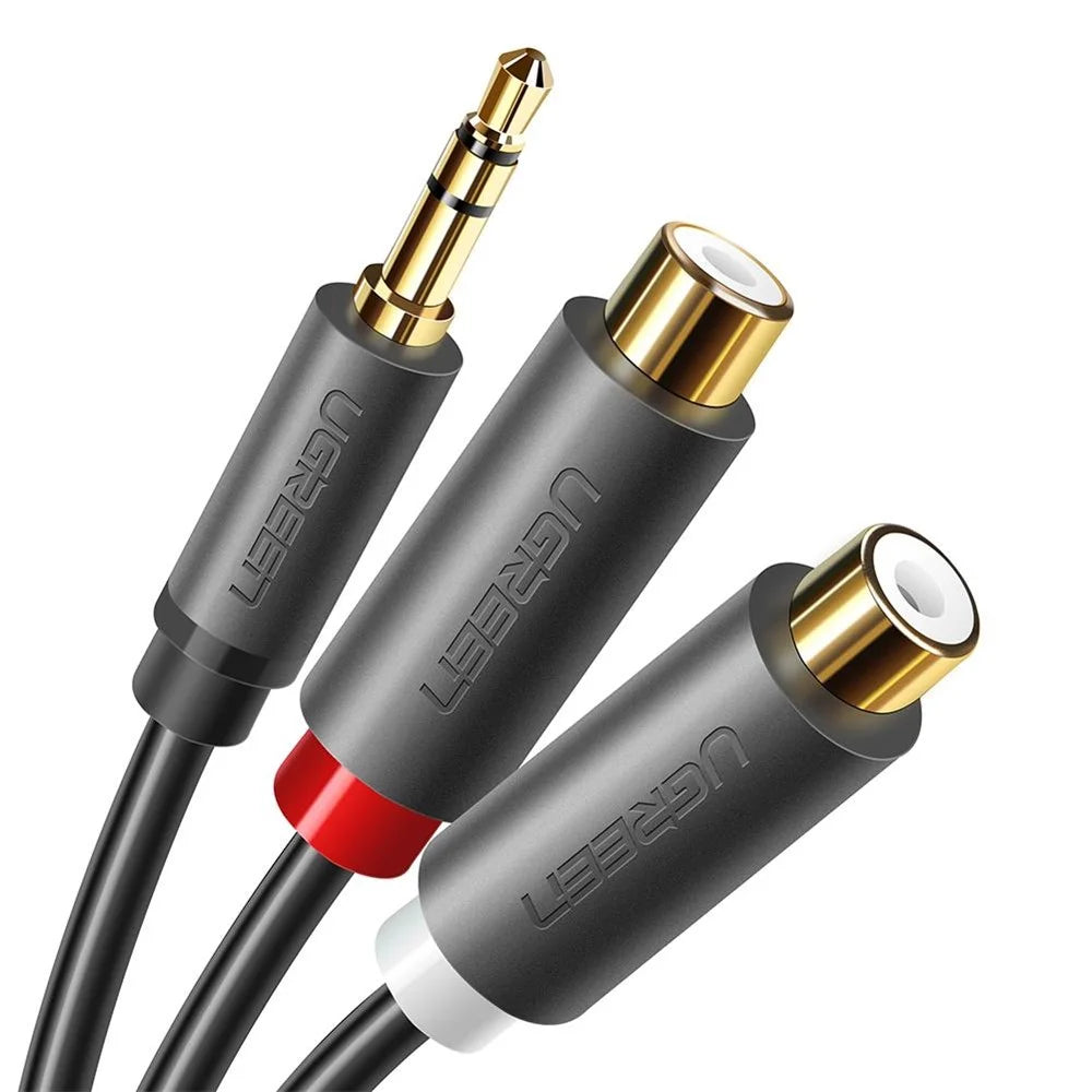 UGREEN 10547 0.25-Meter 3.5mm AUX Male to 2RCA Female RCA Y-Splitter Audio Adapter Connector Cord for Smartphones/Speakers/Tablets/HDTV/MP3 Players - 1