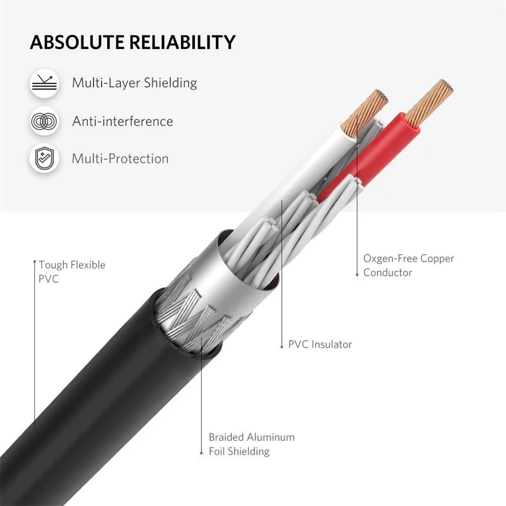 UGREEN 10547 0.25-Meter 3.5mm AUX Male to 2RCA Female RCA Y-Splitter Audio Adapter Connector Cord for Smartphones/Speakers/Tablets/HDTV/MP3 Players - 5