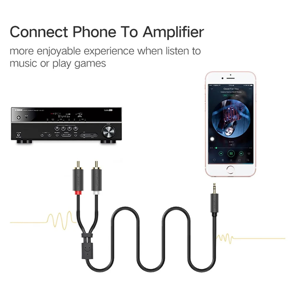 UGREEN 40423 0.5-Meter 3.5mm to 2RCA Male Cable Audio Adapter RCA Y Splitter Cable Cord for Smartphones/Speakers/Tablets/HDTV/MP3 Players - 6