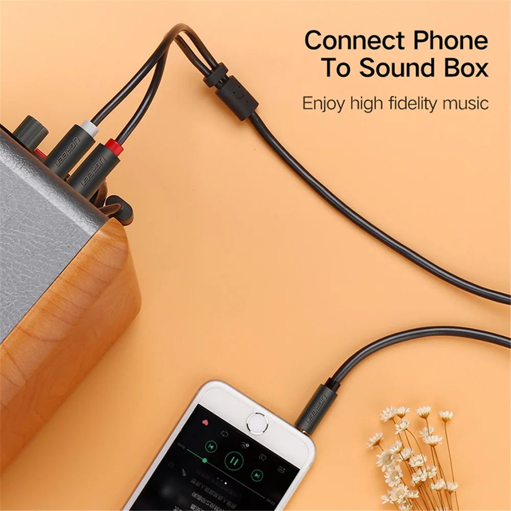 UGREEN 10511 1.5-Meter Gold-Plated Connectors 3.5mm Aux to 2RCA Y Splitter Male to Male Audio Cable Aux Cord for Smartphones/Speakers/Tablets/HDTV/MP3 Players - 5