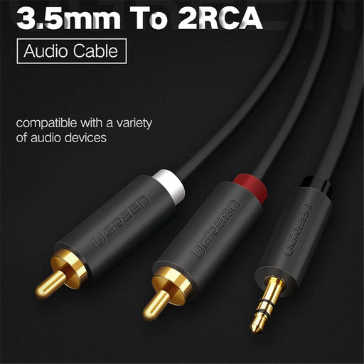 UGREEN 10512 3-Meter 3.5mm Male to 2RCA Male Stereo Audio Adapter Y Cord for Smartphones/Speakers/Tablets/HDTV/MP3 Players - 2