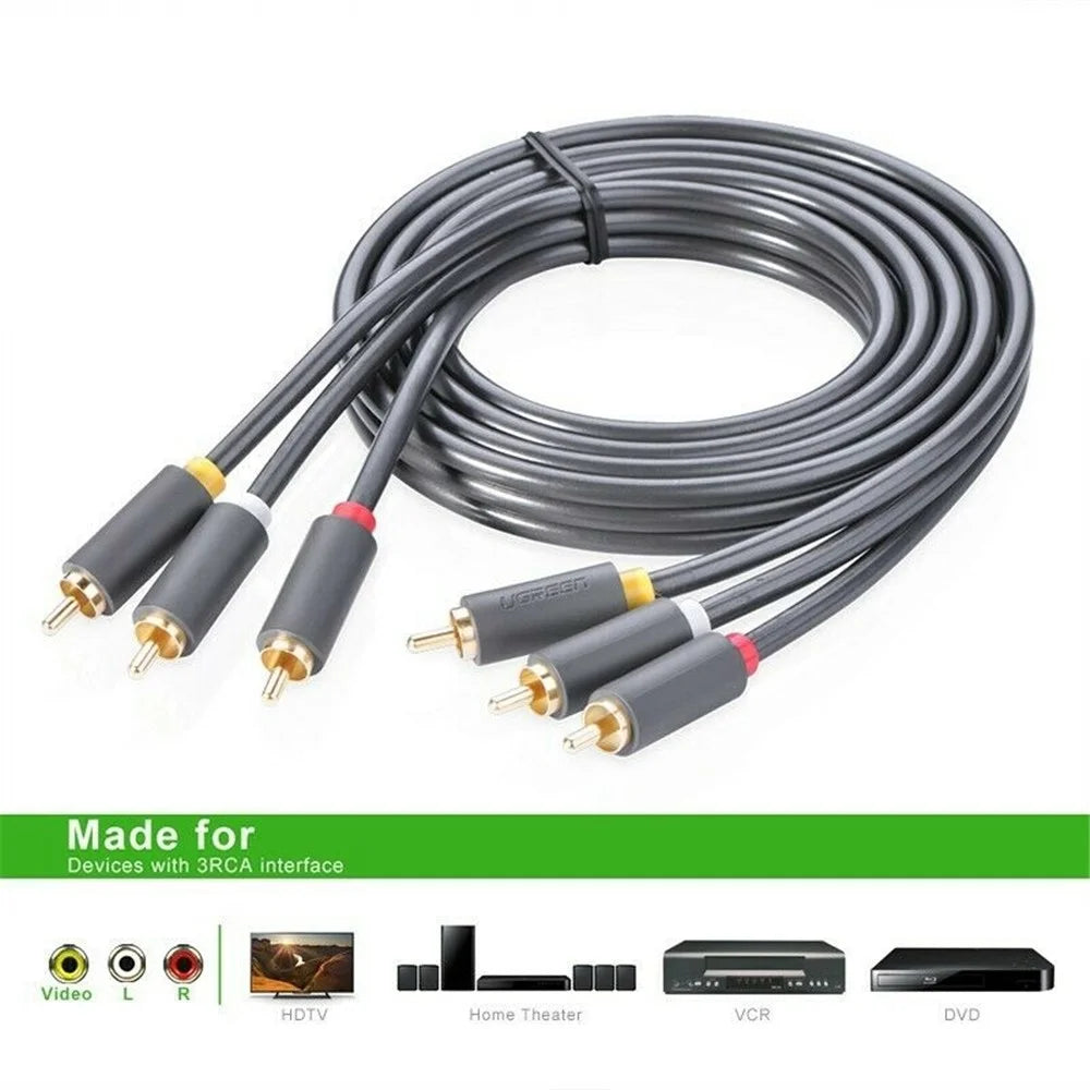 UGREEN 10524 1.5m 3 RCA Male to 3 RCA Male Stereo Audio Cable AUX Cord - 4