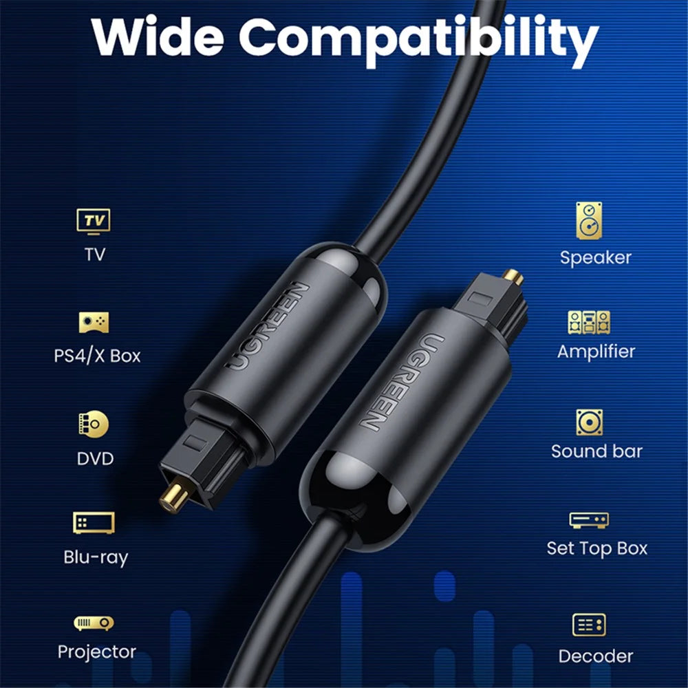 UGREEN 1m Toslink Digital Fiber Optical Audio Cable for Xbox 360 Soundbar Speaker Amplifier - 2